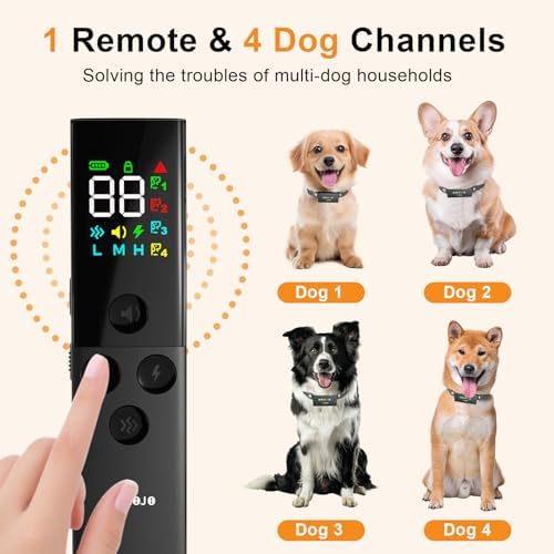 4 Dogs Shock Collar, 1640FT Dog Training Collar with Remote, Waterproof Electric Educator, Smart Anti-bark Trainer, 4 Modes Stop Bad Behaviors, Security Lock, Rechargeable e-Collar for Puppy