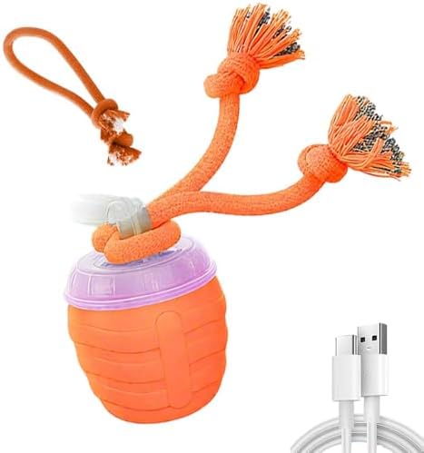 Interactive Dog Toys, 2026 Upgraded Motion Activated Squeaky Cat Balls, 360° Smart Automatic Rolling Moving for Bored Pet Cats Dogs, Interactive Dog Balls (Dark Orange)