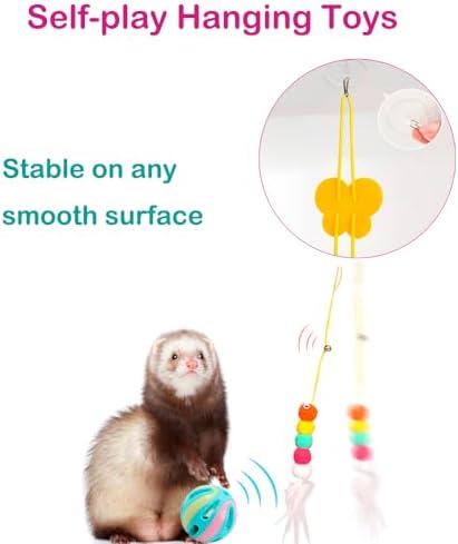 18 pcs Ferret Squeaky Enrichment Toys Set Rubber Balls Ferret Teeth Grinding Chewing Balls Teething Bouncy Bell Ball Interactive Sound Squeaker Toy Exercise Scratch Chew Toy for Ferrets Pet Cat Dog