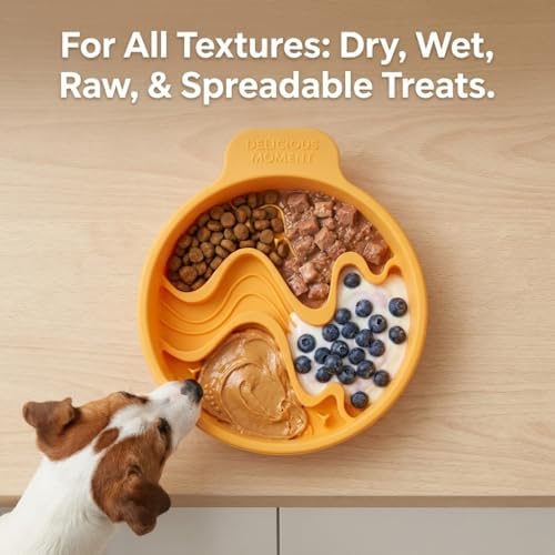 Silicone Slow Feeder Dog Bowl, Ombre Puzzle Maze with 4 Suction Cups, Flexible Travel Bowl for Fast Eaters (Green)