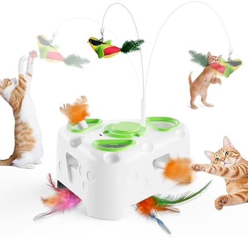3-in-1 Automatic Interactive Cat Toy, Flying Bird, Mole & Feather