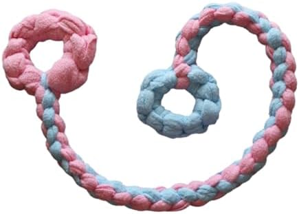 Braided Fleece Dog Tug Toy, Interactive Tug of War Rope,Pink/Blue