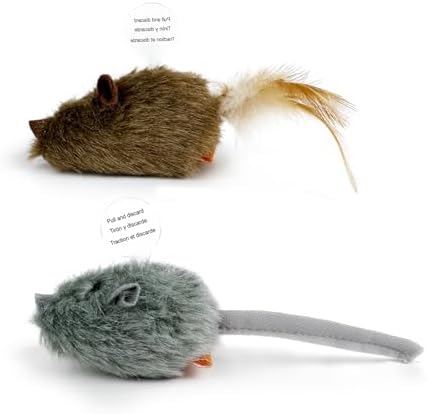 TTcat 2 Pack Squeaky Furry Mouse Cat Toys with Silvervine, Realistic Fluffy Mice Kitten Interactive Hunting Toy, Noise-Making Cat Prey Toy for Indoor Cats, Boredom Relief Teaser Chew Toy.