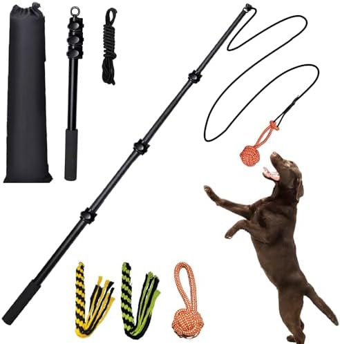 Flirt Pole for Dogs Heavy Duty 48inch Extendable Aluminum Alloy Dog Flirt Pole for Large/Medium/Small Gogs,Interactive Dog Toys for Indoor/Outdoor