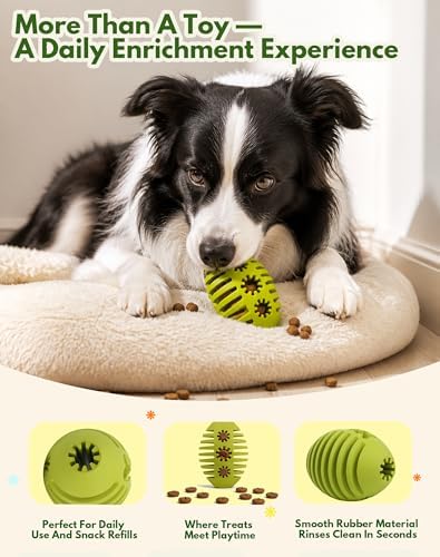 Natural Rubber Rugby Dog Chew Toy Ball, Treat Dispensing Enrichment Toy