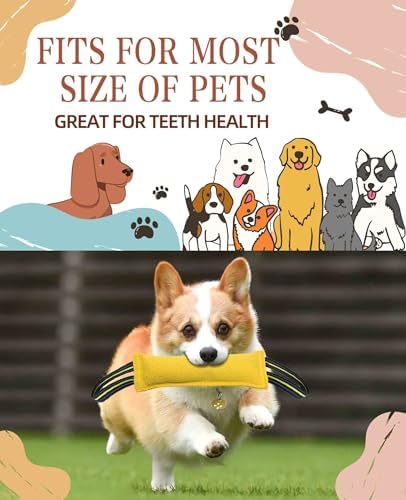 Clysoru Tug Toy for Dogs Tug of War Dog Toy with 2 Strong Red Band Handles Lasting Training Equipment Puppy to Large Dogs Interactive Toy Best for Tug of War Pull Indestructible Rope Toys (Yellow)
