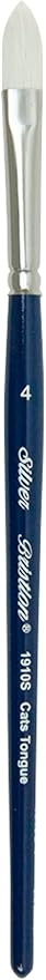 Silver Brush Limited 1910S-4 Bristlon Cats Tongue Paintbrush for Oil, Acrylic, and Heavy Body Paints, Size 4, Short Handle