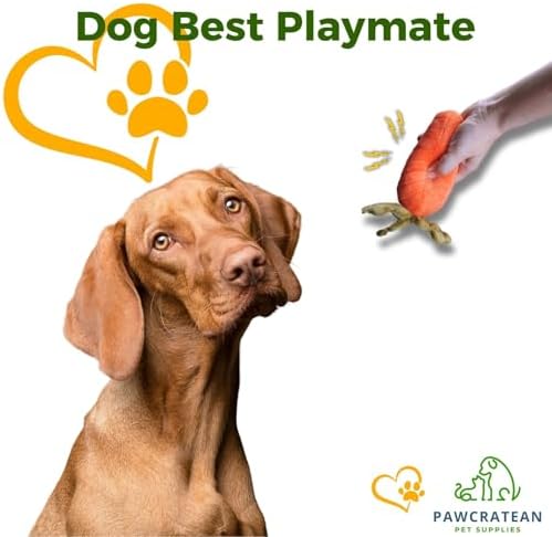 7" Squeaky Plush Toy for Puppies Small Dogs Self Etertainment Washable Soft Made [PET ONLY] (Carrot)