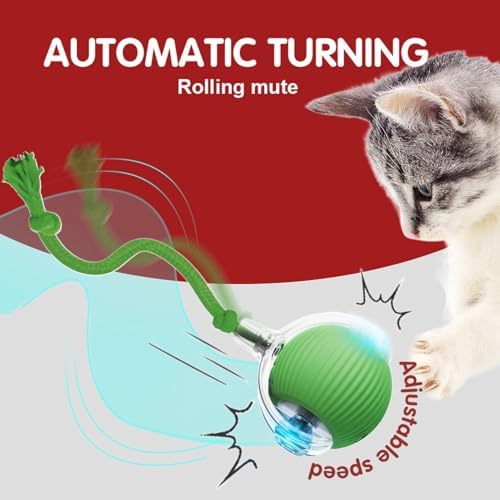 2026 Interactive Rolling Cat Dog Ball Toy – Smart Automatic Self-Moving Pet Toy, Upgraded Smart Automatic Electric Dog Ball for Bored Cats and Dogs (Grey)