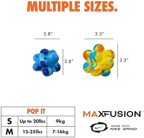 Max Fusion Pop It Dog Toy, Small, Tie Dye, Made with Nike Grind