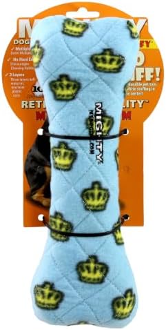 MIGHTY Tuffy 2 Pack Bone Dog Toy: Ultra Durable Plush Toy with Multiple Layers & Reinforced Seams, Washable and Floats, Vinyl Bone & Fleece