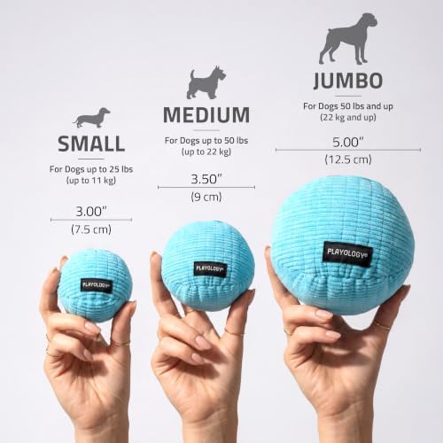 Playology Durable Plush Ball Toy- Crinkle Ball- Medium,Peanut Butter Scent