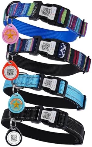 QR Code Smart Pet ID Tag for Cats Dogs - Waterproof Durable Pet Identity Tracking Accessory No Fees & Privacy Protection Personalized for Dogs and Cats (Black*2, M)