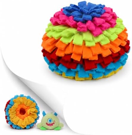 2-in-1 Snuffle Ball for Dogs with Removable Plush Toy and Built-in Storage, Interactive Dog Puzzle Toy for Treat Hiding & Slow Feeding, Machine Washable Dog Enrichment Set