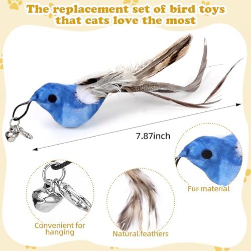 Leitee 30 Pcs Cat Feather Toy Refills, Wand Replacements Bird Insect Mice