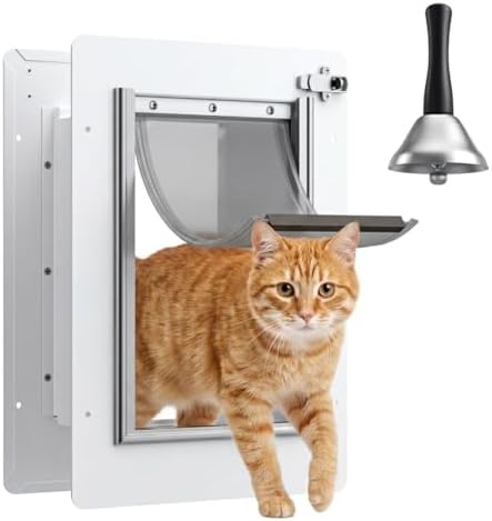 Pet Door for Wall - Steel Frame, Telescoping Tunnel & Double Silicone Flaps Dog Door, Cat Doors with Secure Lock (Cat Up to 10 lbs) - Small