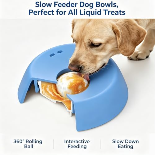 Slow Feeder Dog Bowls for Liquid Treats, Lick and Roll Bowl for Dog Food