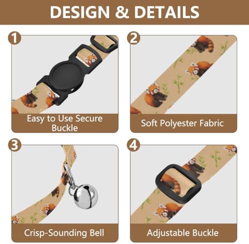 Cute Animals Tan Dog Bell Collar 2 Pack Kitten Collar Adjustable Length 10.6" to 17.1"