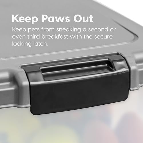 IRIS USA Dog Food Storage Container, Up to 30+11 lbs, Gray/Dark Gray