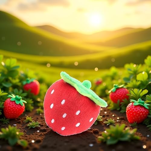 Red Strawberry Practical Design and Interactive Plush Squeaky Dog Toys Electronic Motion Pet Toy for Prevent Boredom Red Pet Supplies Creative and Exquisite Dog Squeak Toys Pet Supplies