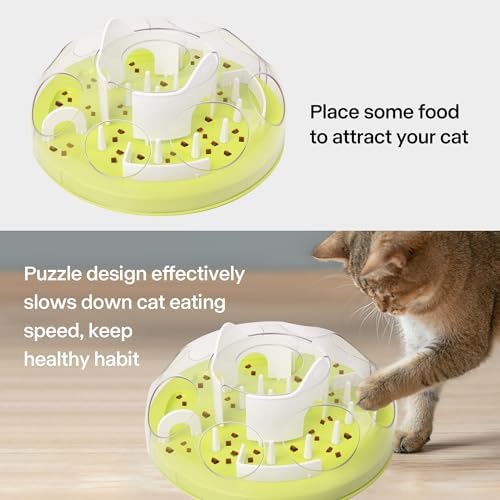 Pet Prime Cat Puzzle Feeder Interactive Enrichment Toys for Indoor Cats Slow Feeder Food Treat Puzzle Cat Stimulation Toys Green