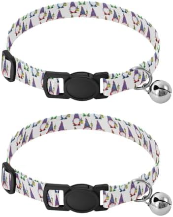 Cute Gnomes Collar for Cats, 2 Pack Collar with Bell for Dog Puppy
