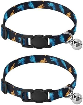 2 Pack Kitten Collars Dragon Heads Cat Collar with Bell, Adjustable 10.6 to 17.1 Inches