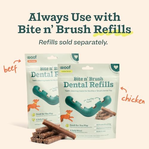 WOOF Bite n' Brush Dog Dental Chew Toy for Medium to Large Dogs 25 lbs & Up