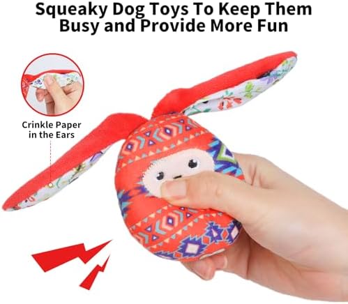 4 Pcs Easter Bunny Egg Dog Toys for Small Dogs Squeaky Small Dog Toys Durable Push Puppy Toys for Chewing Interactive with Crinkle Paper for Small Medium Dogs Easter Day Gift