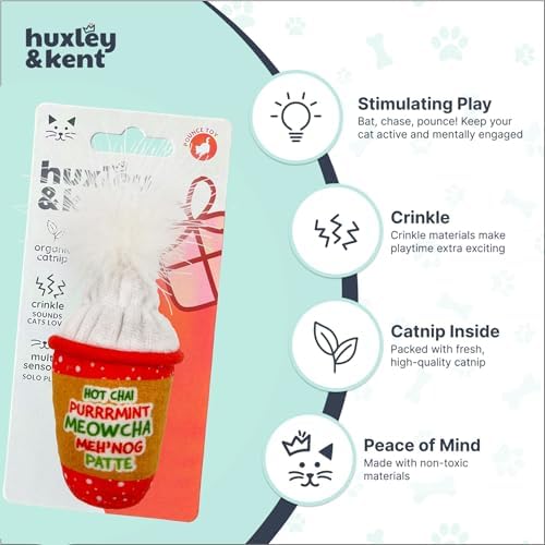 Huxley & Kent Plush Crinkle Catnip Cat Toy, Latte My Way