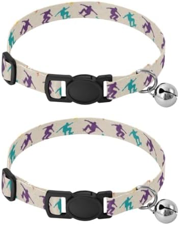 Colorful Skateboarders Beige Easy to Clean Puppy Collar 2 Pack Collar for Cats