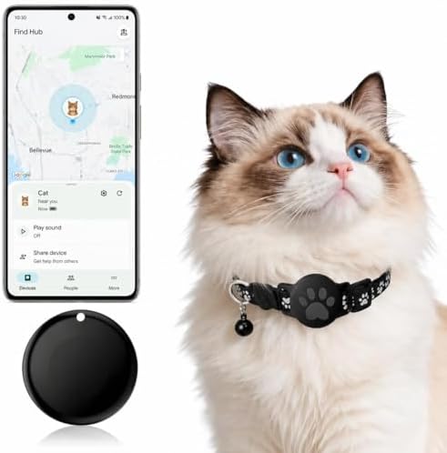 Pet Tracker,GPS Collar for Cats,Smart tag,Waterproof Compatible with Find My,No Monthly Fee,Advanced Tracking Solution Smart Collar for Pet Safety Ideal Small Large Cats(Android User)