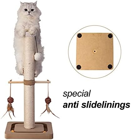 PEEKAB Cat Scratching Post Sisal Scratch Posts for Indoor Kittens and Cats,with Interactive Tracking Toys Suitable for Vertical Scratcher of Small and Medium-Sized Cats 25 Inches Beige