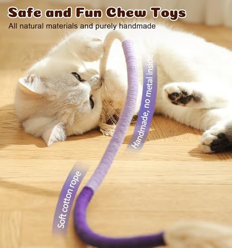 Cat Chew Ropes 4Pcs, Safe Cat Chew Toys for Indoor Cats with Catnip