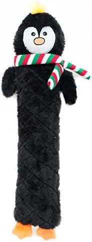 ZippyPaws Holiday Jigglerz Squeaky Plush No Stuffing Dog Toy, Penguin
