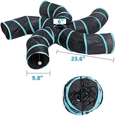 Cat Tunnels, Pet Ferret Rabbit Bunny Tunnels Tubes Subway Habitats, S-Style, DIY Cat Peekaboo Maze House Tent Bed, Kitten Interactive Toy (S Type: 5 Way Tubes)