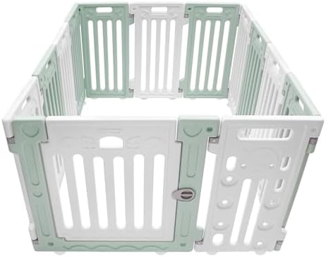 Dog Playpen with Door, 11-Panel Pet Playpen with Non-Slip Suction, 53.5 X 40.5 X 25.6 Inch, Puppy Playpens Dog Play Pen Indoors Pet Safety Fence for Most Puppies, Small, or Medium Dogs Pets Etc