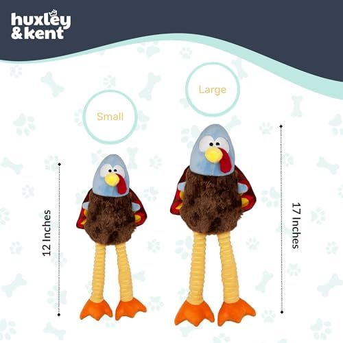 Huxley & Kent Funny Dog Toy w/Squeaker – Halloween Power Plush Squeaky Dog Toys for Small, Medium & Large Dogs – Soft Stuffed Animal for Indoor Play & Fetch - Lankies Feathertail Turkey, Large