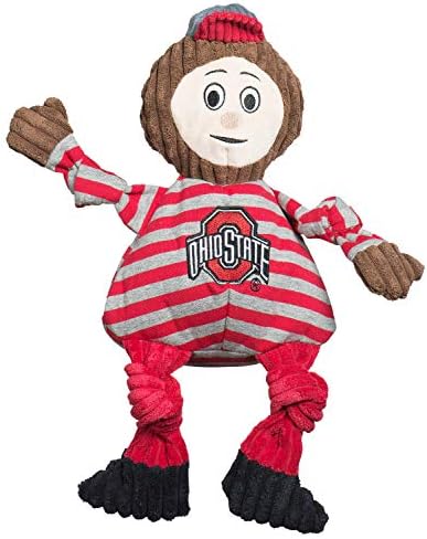 HuggleHounds Knottie Plush Dog Toy - Stuffed Animal Toy, Puppy Toys, Squeaky Dog Toy for Small, Medium & Large Dogs, Durable Plush to Keep Them Busy, Officially Licensed - Brutus Buckeye, Small