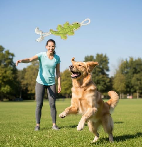 Fuzzl Eco Leather Crocodile Toy Natural and Tough Dog Toys - Long Lasting Chew Toys for Aggressive Chewers - Strong Dog Toy for Dogs and Puppy