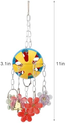 Hypeety Parrot Ball Toy Plastic Colorful Bird Chew Ball with Bells for Cage