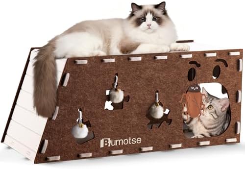 Cat Tunnel House for Indoor Cats, 3-in-1 Felt Cave and Scratcher