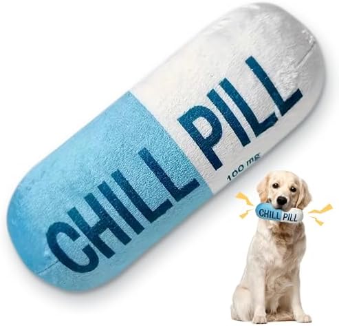 CUweipeng Funny Chill Pill Dog Plush Toy Cat Interactive Squeaky Pet Toy