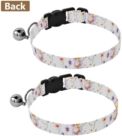 Watercolor Wildflowers Easy to Wear Pet Collars 2 Pack Cat Neck Collar