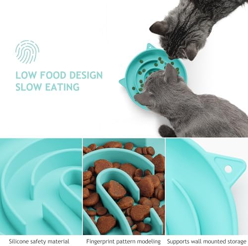 Coomazy Slow Feeder Cat Bowl Silicone Pet Puzzle Feeder for Slow Eating