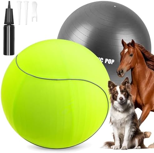 ANC POP 20" Herding Ball for Dogs & Horses with Green Nylon Cover, for Australian Shepherd Training Toy, for Small & Medium Pets Outdoor Play & Exercise