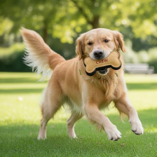 Natural Suede Leather Dog Chew Toy, Interactive Bone Shape Pet Toy for Adult Dogs and Puppies, Durable Design for Daily Chewing, Tug Play and Indoor Training Use