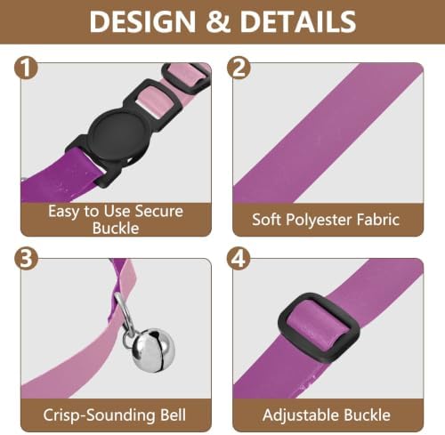 Purple Gradient Cat Collar Breakaway with Bell 2 Pack Small Dog Collar Adjustable 10.6 to 17.1 Inches