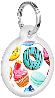 Pet ID Tag for Dog Cat with QR Passport Global Search System of Lost Pets - Digital ID Dog Tag - Donuts
