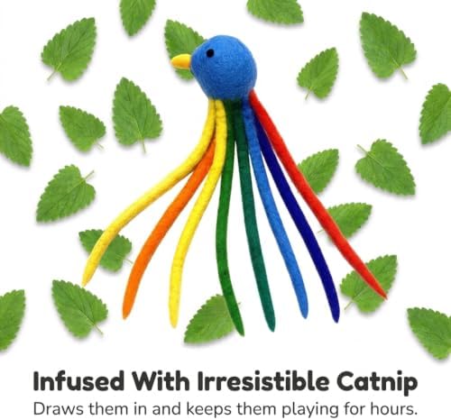 Glaciart One Bird Cat Kicker Toy with Catnip, Wool Felt Toy